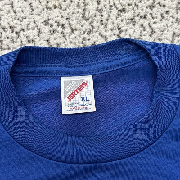 VTG 90s BMW Racing Shirt Mens XL Blue #42 Embroidered Patch Logo Jerzees USA - Picture 3 of 9